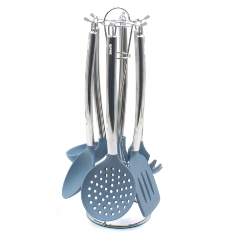 Ensemble de 6 ustensiles de cuisine en silicone avec support Pierre Gourmet Promotion