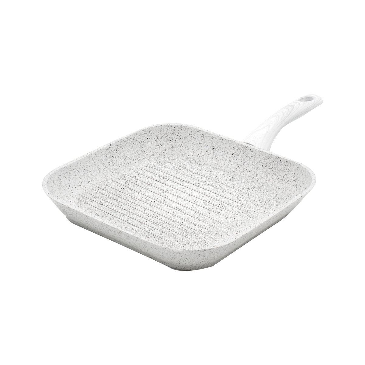 Grill antiadhésif 28x28cm avec manche en bois blanc Stonewhite Promotion