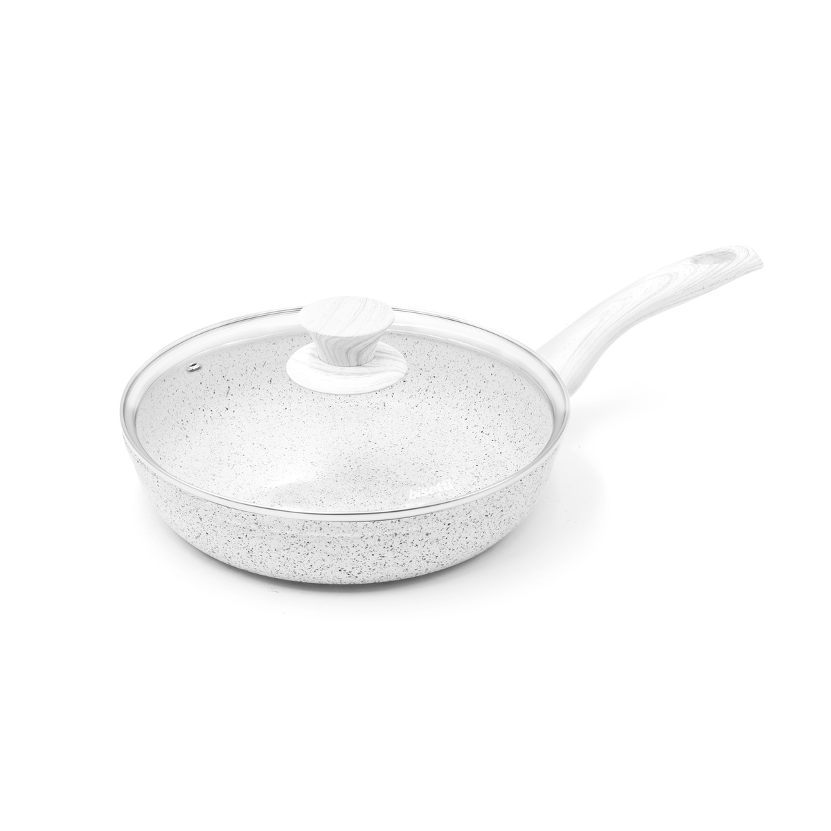 Antiaanbak aluminium koekenpan 24cm met witte houten handgreep Stonewhite Aanbieding Antiaanbak aluminium koekenpan 24cm met witte houten handgreep Stonewhite Aanbieding