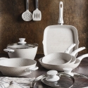 Ensemble de 10 pièces casseroles et poêles en aluminium antiadhésif Bisetti Stonewhite Vente