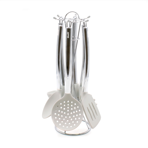 Set de 6 ustensiles de cuisine accessoires en silicone support métallique Stonewhite Promotion