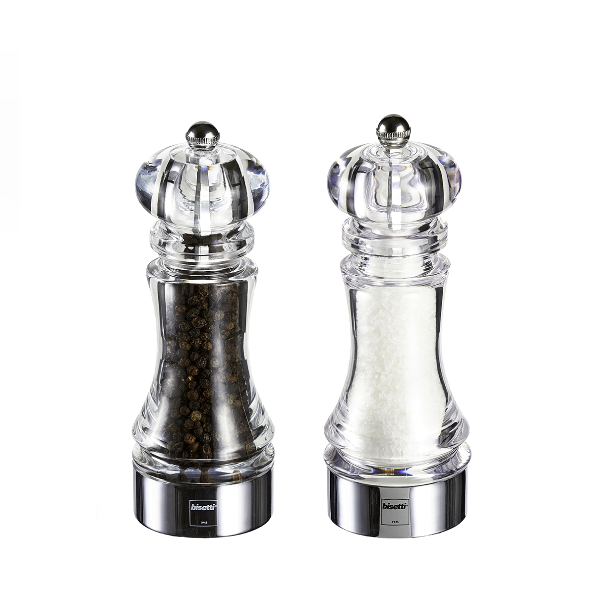 Transparante zout- en pepermolens tafel keuken 17,5cm Bisetti Stonewhite Aanbieding Transparante zout- en pepermolens tafel keuken 17,5cm Bisetti Stonewhite Aanbieding