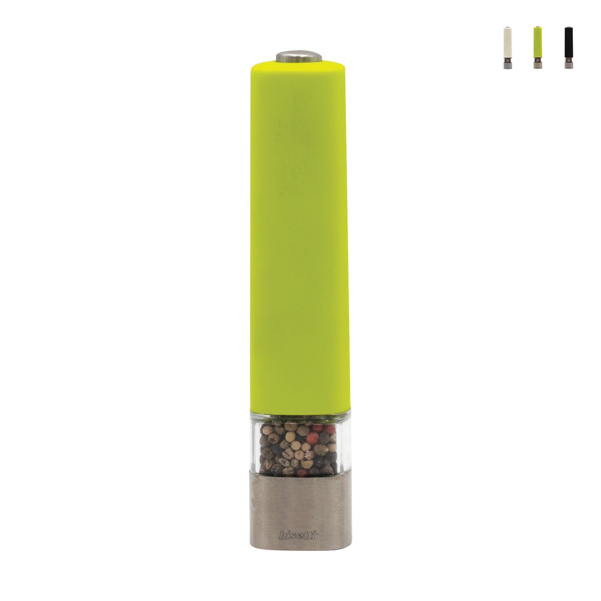 Elektrische peper- en zoutmolen, transparant design, 20 cm Bisetti Aanbieding Elektrische peper- en zoutmolen, transparant design, 20 cm Bisetti Aanbieding
