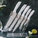 Set van 5 keukenmessen van roestvrij staal met transparant blok Stonewhite Verkoop
