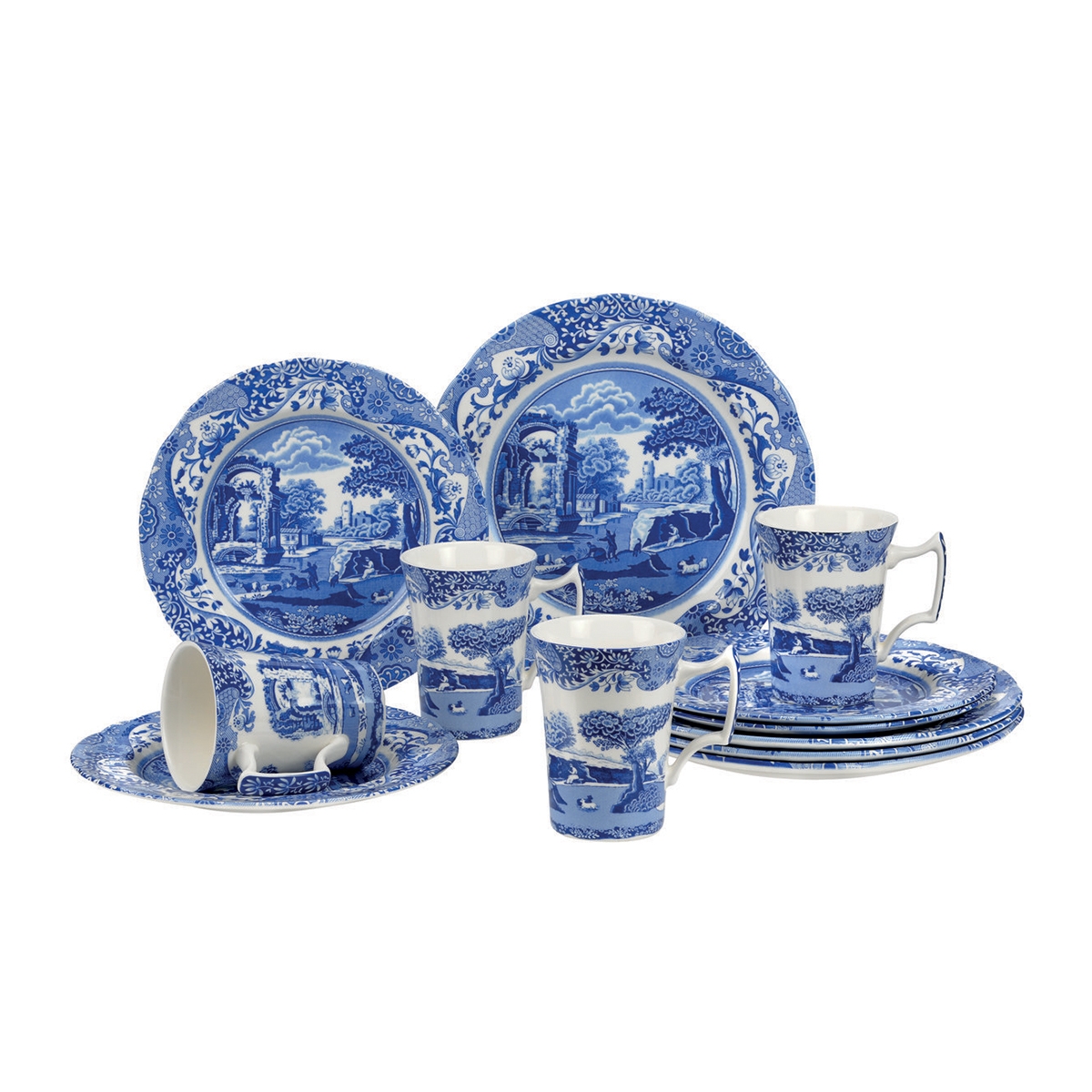 Service de vaisselle en terre cuite style anglais 12 pièces Blue Italian Promotion Service de vaisselle en terre cuite style anglais 12 pièces Blue Italian Promotion