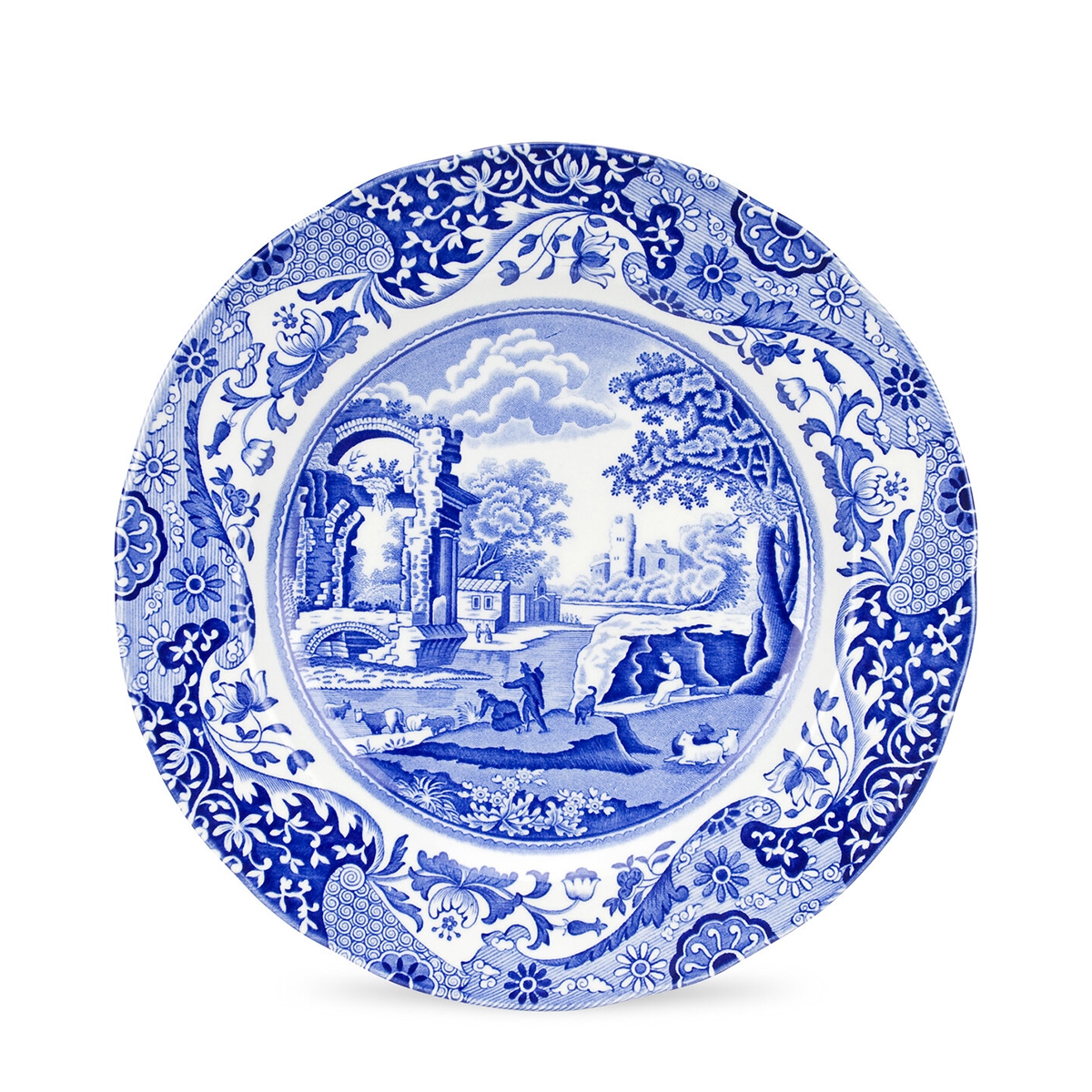 Set van 4 platte borden in Engelse stijl terracotta 27x27x2cm Blue Italian Aanbieding Set van 4 platte borden in Engelse stijl terracotta 27x27x2cm Blue Italian Aanbieding
