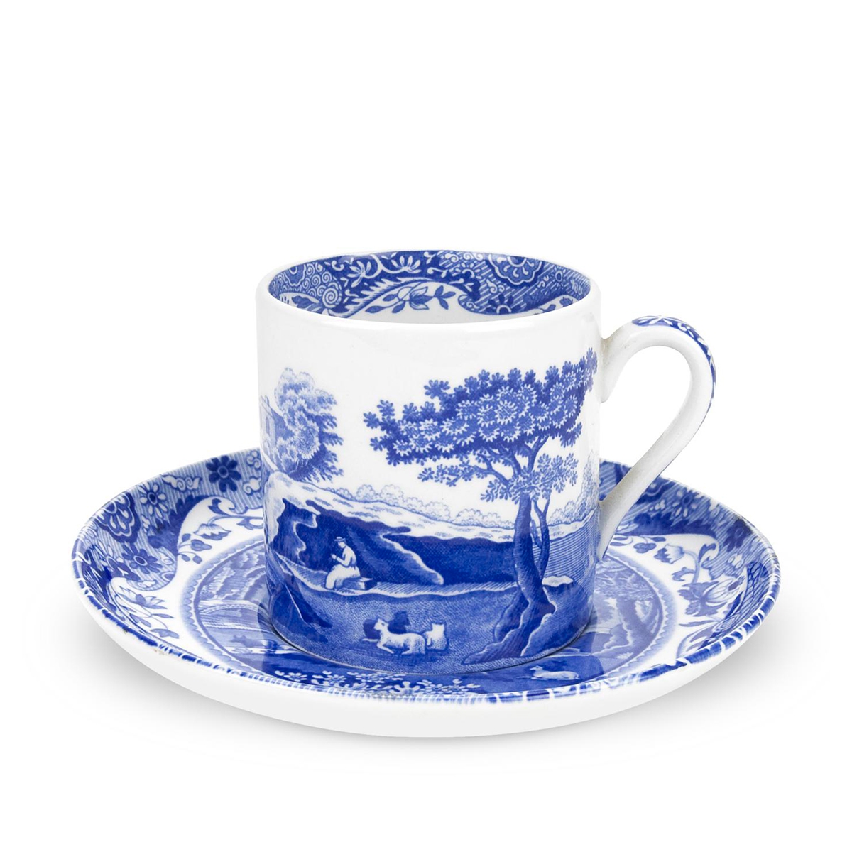 Ensemble de 4 tasses à café avec sous-tasse décorée style anglais bleu Blue Italian Promotion Ensemble de 4 tasses à café avec sous-tasse décorée style anglais bleu Blue Italian Promotion