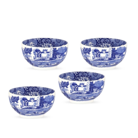 Set de 4 coupelles en terre cuite décorées style anglais Blue Italian Promotion