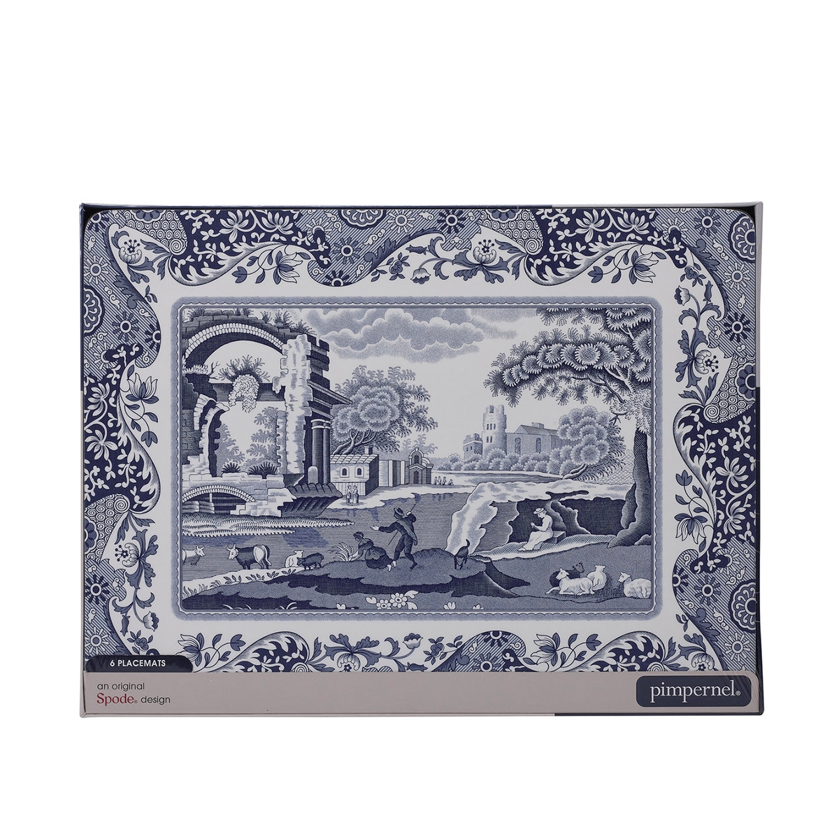 Blue Italian set van 6 stevige Engelse stijl placemats 30,5x23cm Aanbieding