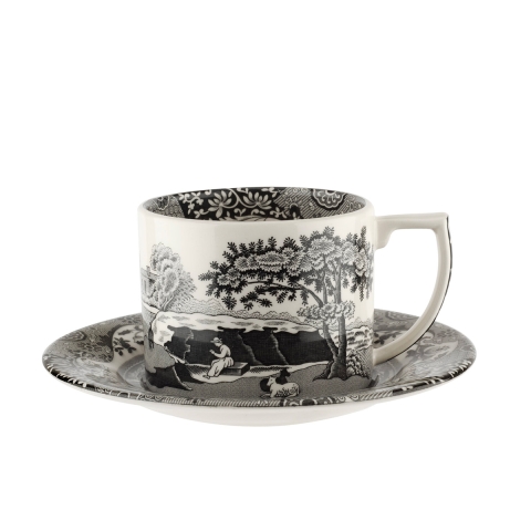 Tasse à thé avec soucoupe en porcelaine style anglais Black Italian Promotion