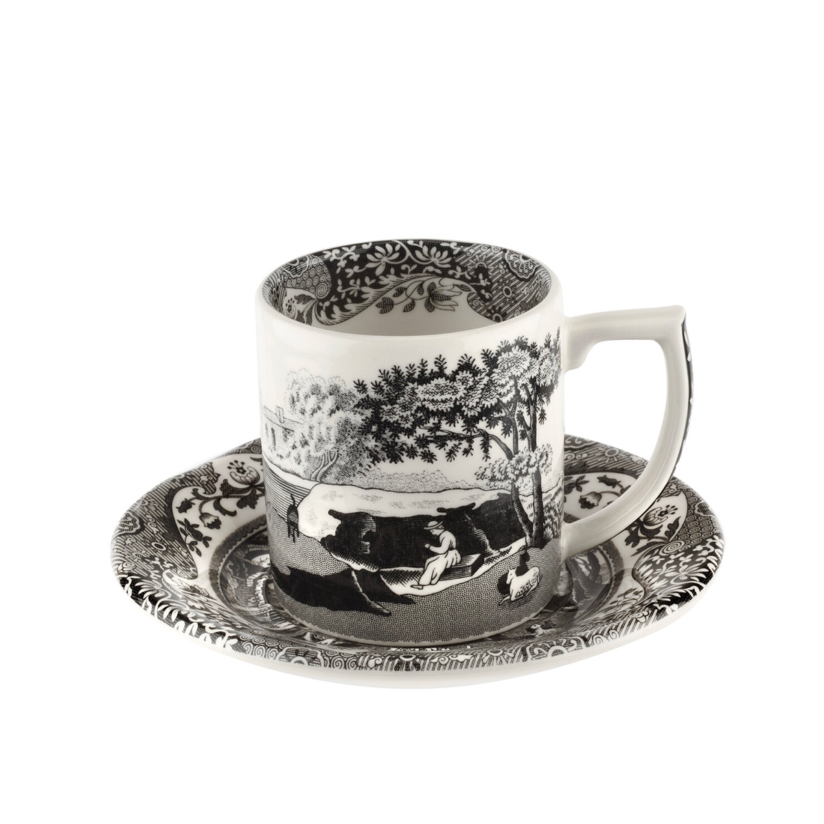Koffiekopje met schoteltje decoratieve Engelse stijl Black Italian Aanbieding Koffiekopje met schoteltje decoratieve Engelse stijl Black Italian Aanbieding