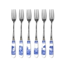 Lot de 6 fourchettes à dessert en acier et céramique style anglais Blue Italian Promotion