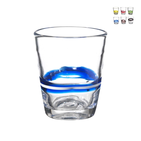 Set van 6 waterglazen met gekleurde strepen 10 cm Eolo Aanbieding