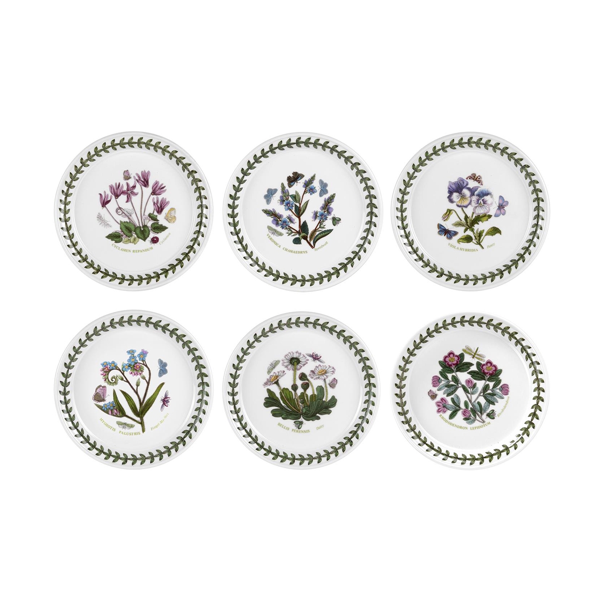 Set van 6 porseleinen botervlootjes 16,5 cm Botanic Garden Aanbieding