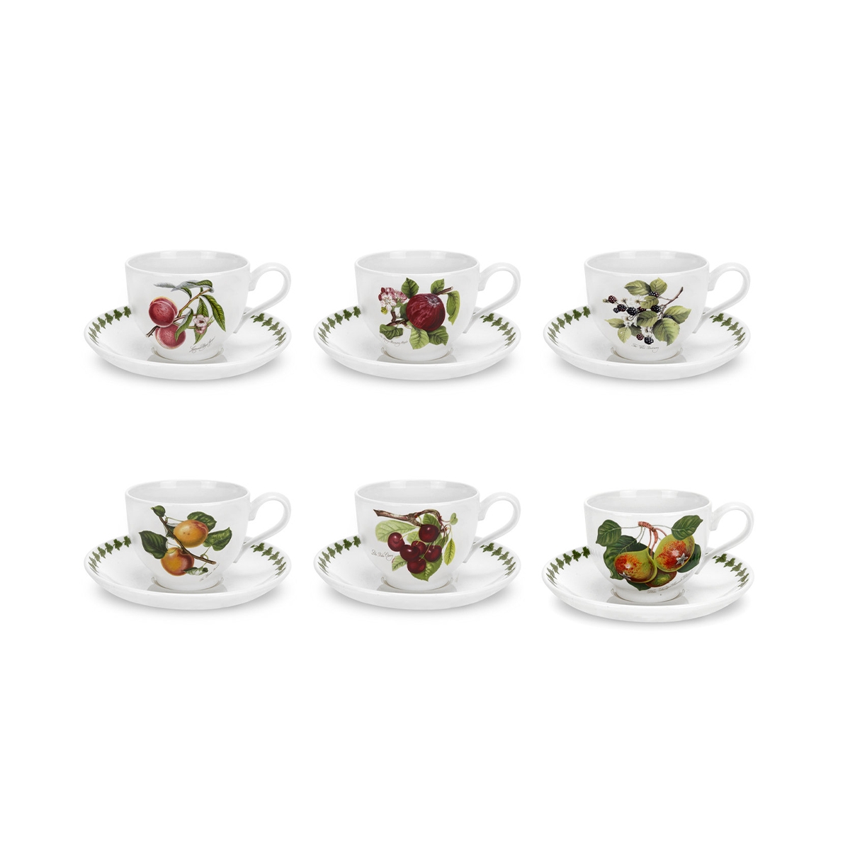 Set van 6 theekopjes met schoteltje in porselein Portmeirion Pomona Aanbieding Set van 6 theekopjes met schoteltje in porselein Portmeirion Pomona Aanbieding