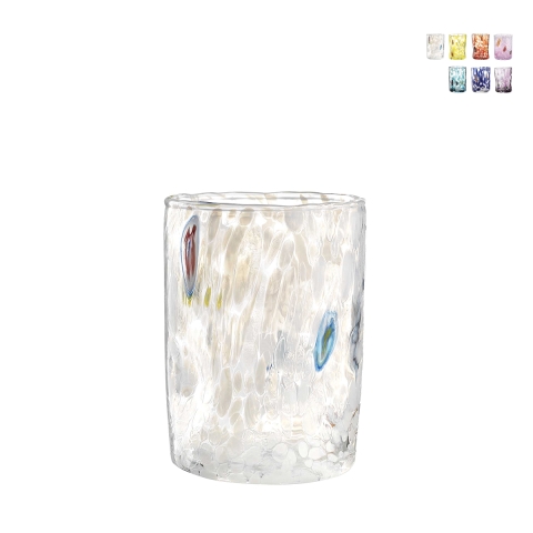 Set de 6 verres d'eau en verre coloré cuisine restaurant 10cm Murrine Promotion