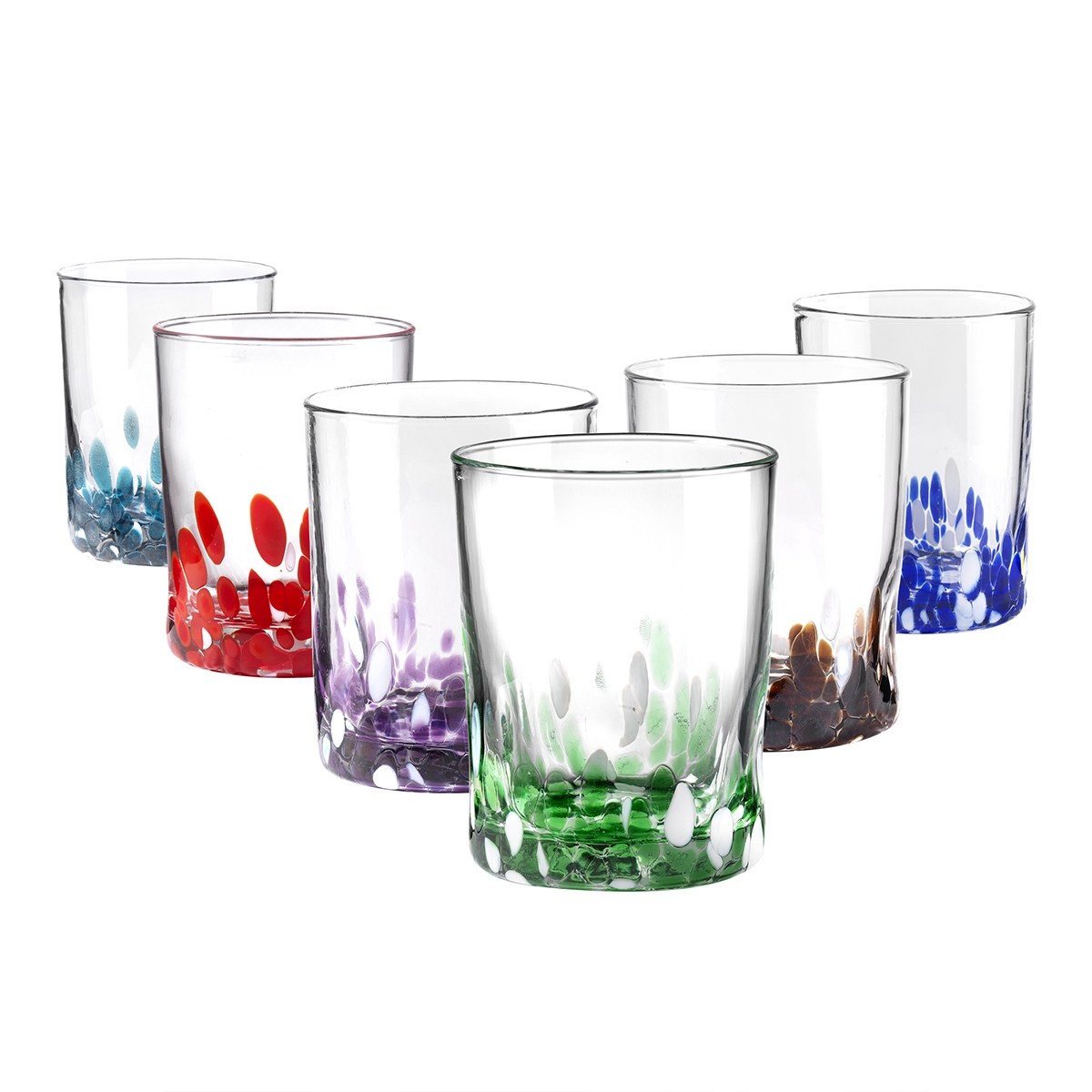 Ensemble de 6 verres à eau de table, couleurs assorties, décorations 10 cm Venise Promotion