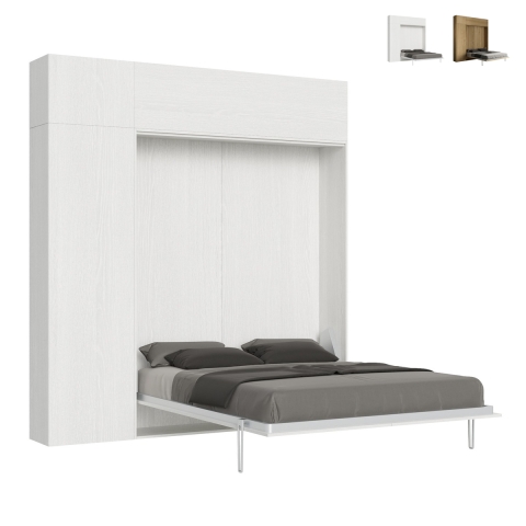 Lit escamotable matrimonial 160x190cm avec colonne et placards Kentaro Promotion