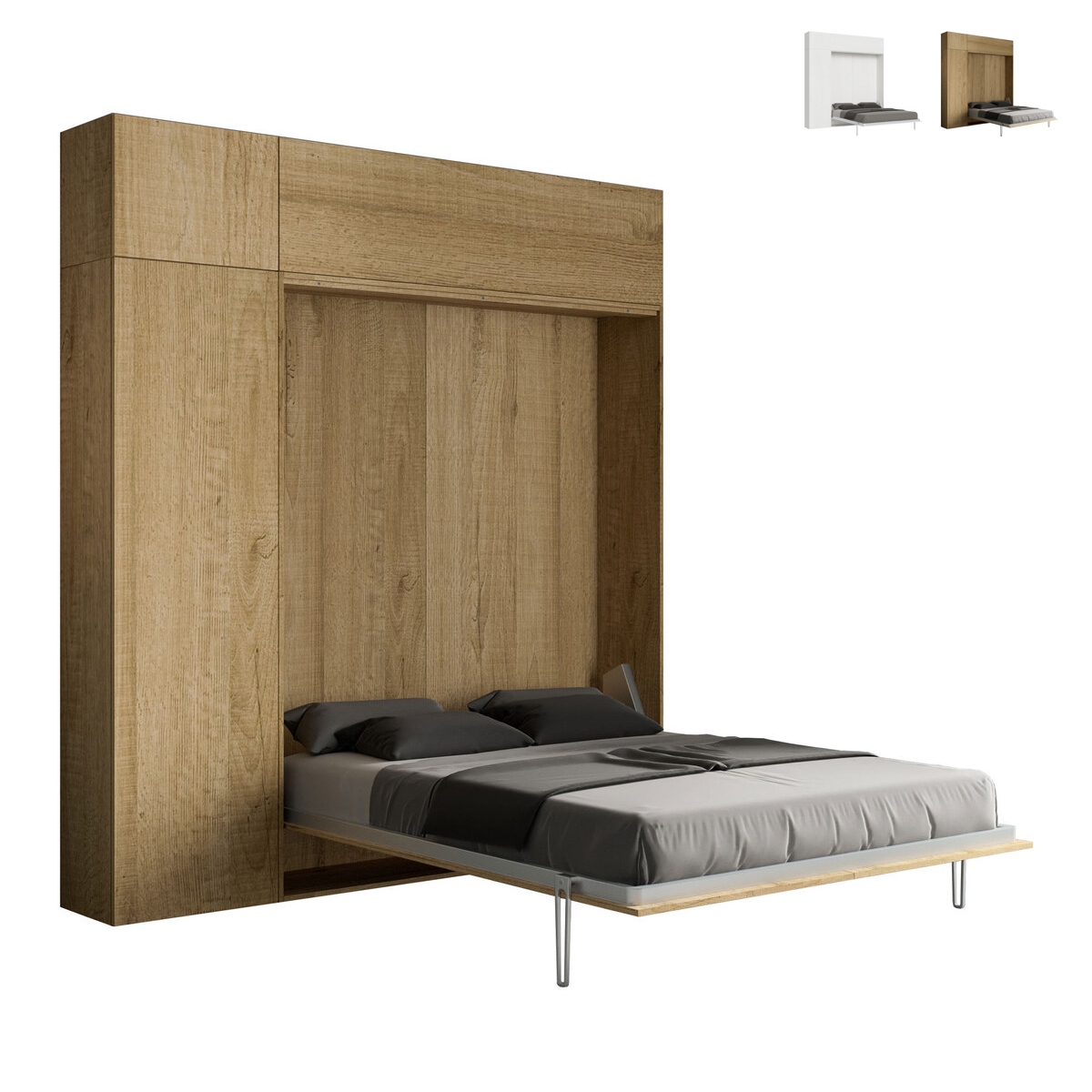 Opklapbaar tweepersoonsbed 160x190cm met kolom en bovenkasten Kentaro Kortingen Opklapbaar tweepersoonsbed 160x190cm met kolom en bovenkasten Kentaro Kortingen