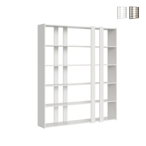 Bibliothèque murale 6 étagères design moderne 178x36x204cm Kato A Large Promotion