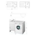 Mobiele wasbak en wasmachine-ombouw met 1 deur en omkeerbare wastafel 9008K Negrari Verkoop