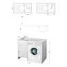 Mobiele wasbak en wasmachine-ombouw met 1 deur en omkeerbare wastafel 9008K Negrari Verkoop