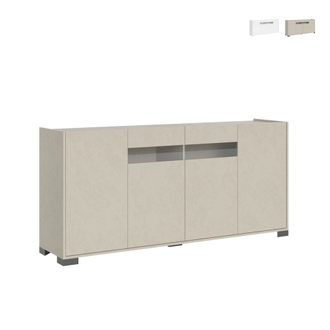 Buffet moderne 4 portes avec verre fumé 172x40x81 Riflesso Promotion