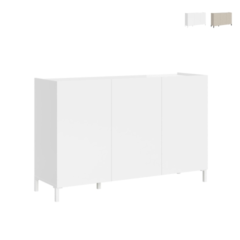 Buffet 3 portes minimaliste salon salle à manger entrée 130x40x84 Solaria Promotion