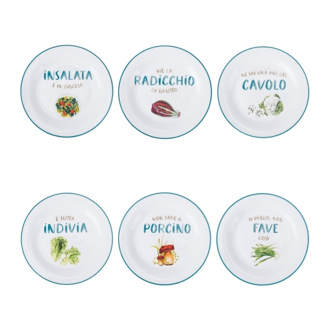 Set de 6 assiettes à dessert en porcelaine design assorti Le Travisate Promotion