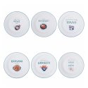 Set van 6 platte borden in keramiek met diverse decoraties Le Travisate Aanbieding