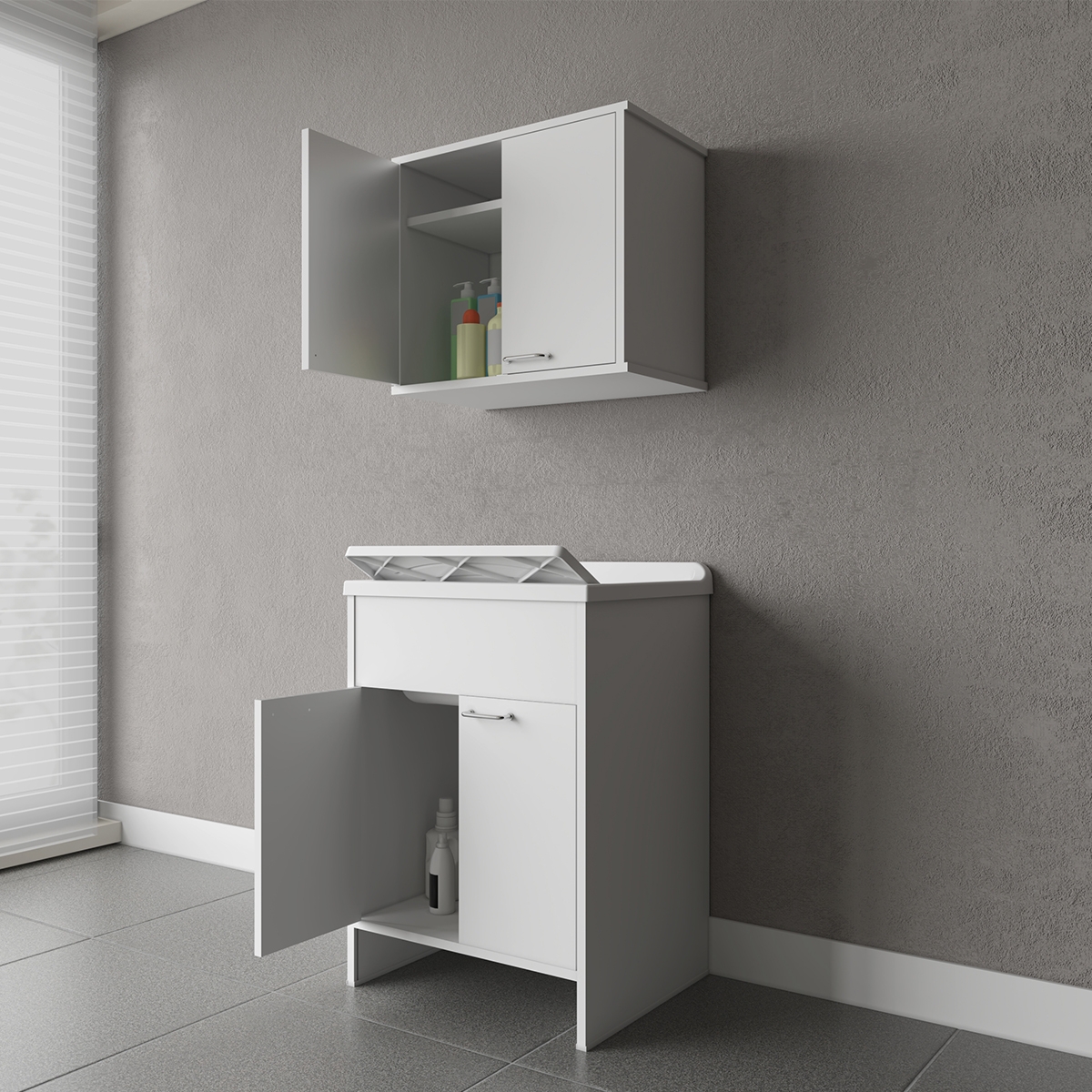 Wasruimtecombinatie met kast en hangkast met 2 deuren COMP 2 Negrari Aanbieding Wasruimtecombinatie met kast en hangkast met 2 deuren COMP 2 Negrari Aanbieding