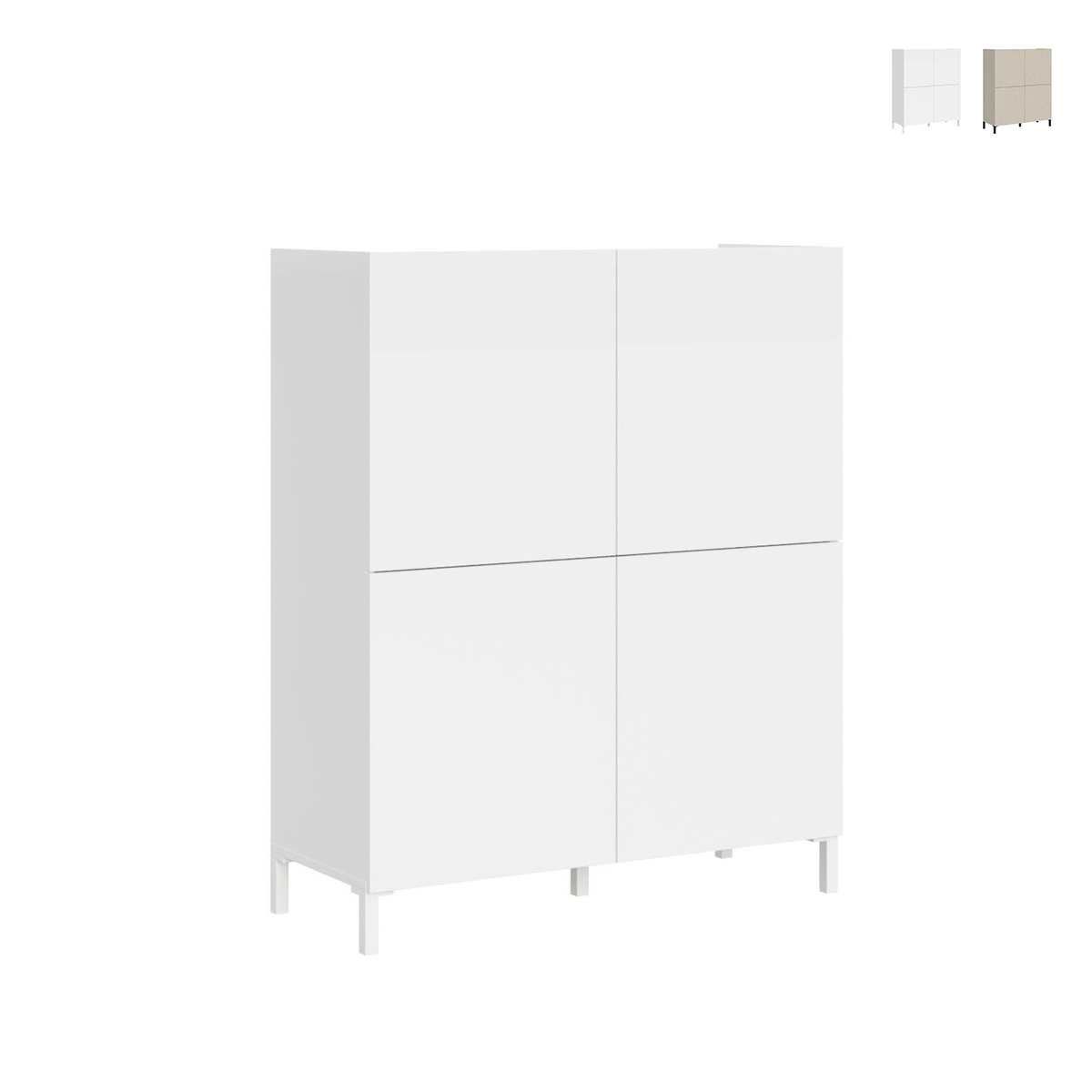 Buffet haut gain de place 4 portes design minimaliste moderne 90x35x110 Solaria Promotion Buffet haut gain de place 4 portes design minimaliste moderne 90x35x110 Solaria Promotion