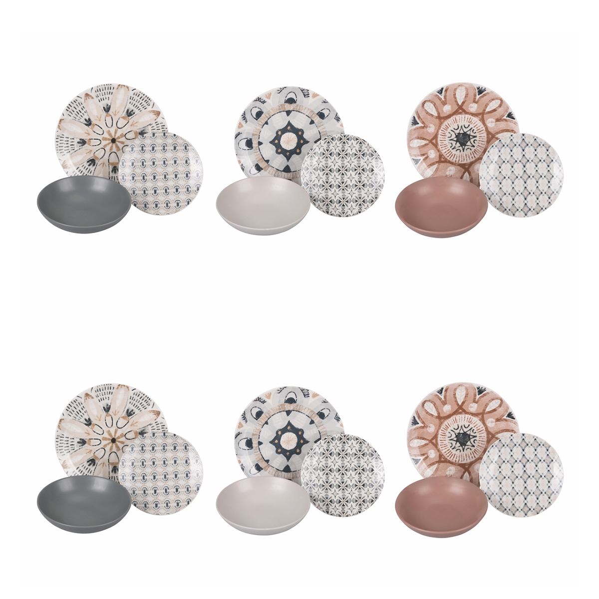 Service de vaisselle 18 pièces en porcelaine style bohème Promotion