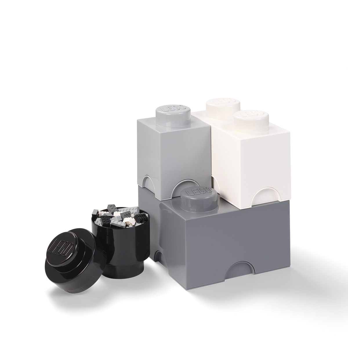 Ensemble de 4 boîtes de rangement noir blanc gris clair LEGO Storage Brick Multi Pack Promotion Ensemble de 4 boîtes de rangement noir blanc gris clair LEGO Storage Brick Multi Pack Promotion