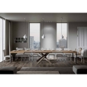 Moderne uitschuifbare tafel met gekruiste houten poten 90x180-440 Volantis Korting