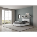 Lit une place et demie avec rangement 120x190 en bois blanc Demas Offre