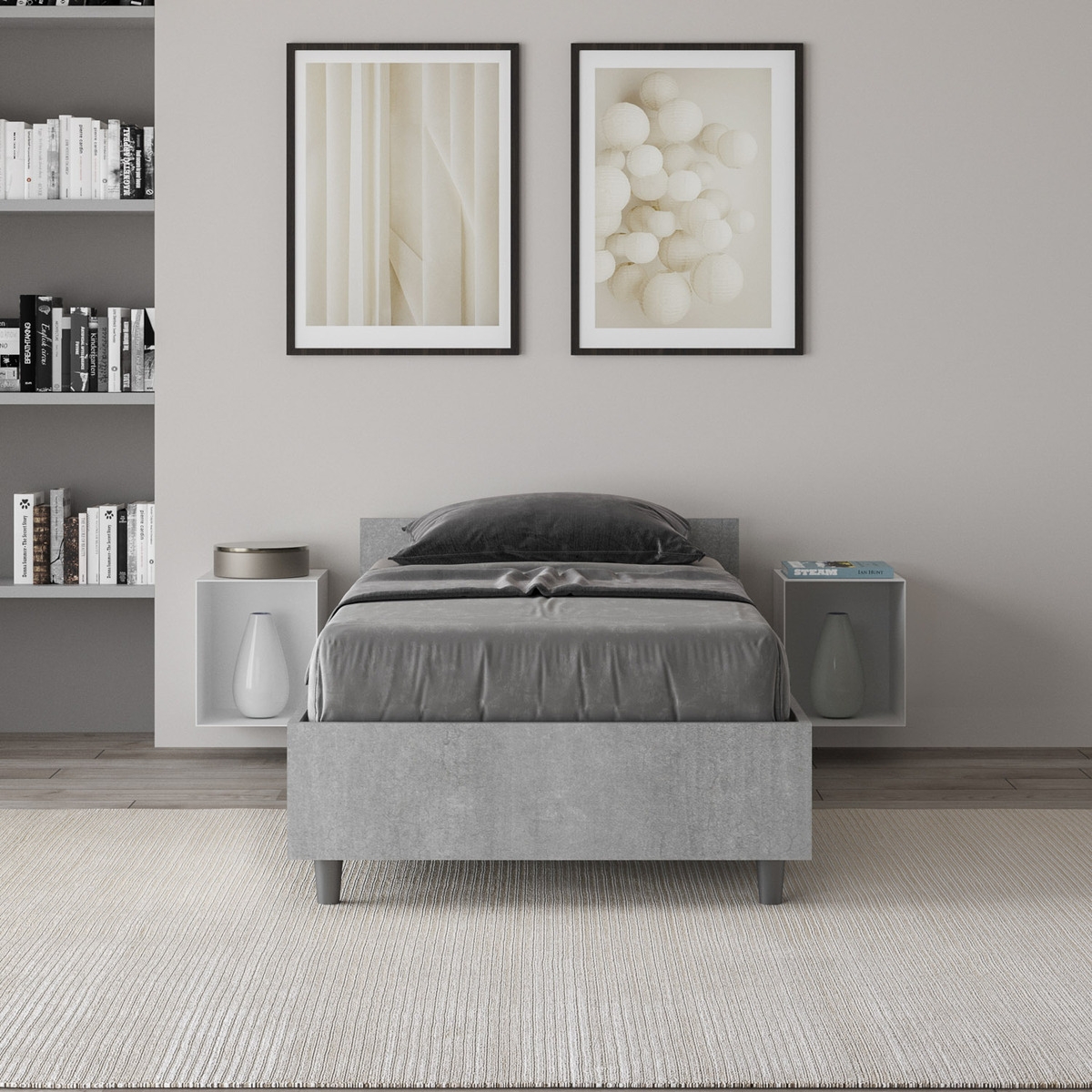 Lit simple 80x190 cm moderne sans sommier gris ciment Nuamo Promotion Lit simple 80x190 cm moderne sans sommier gris ciment Nuamo Promotion