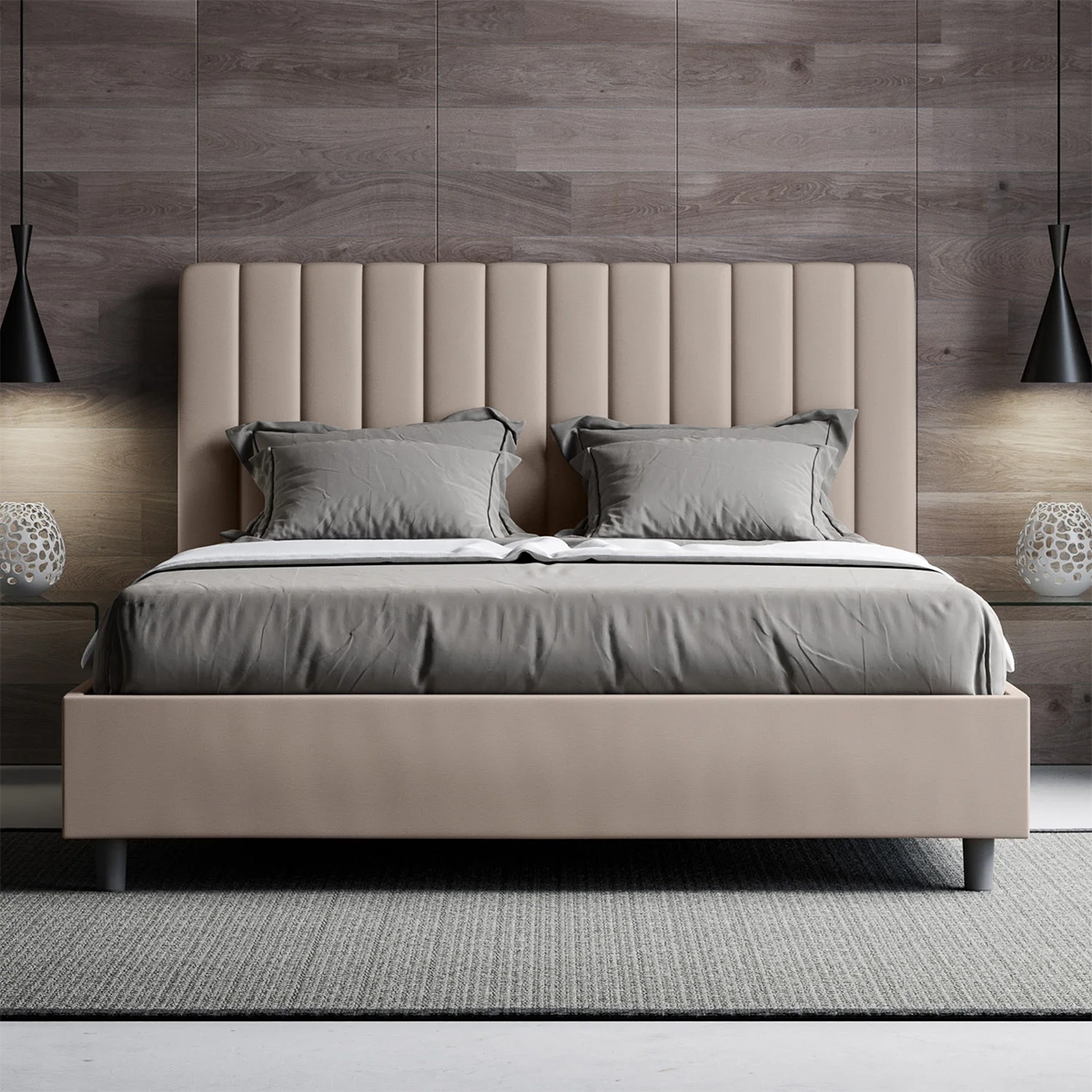 Tweepersoonsbed met opbergruimte en gestoffeerde ombouw 160x210 Agueda Aanbieding Tweepersoonsbed met opbergruimte en gestoffeerde ombouw 160x210 Agueda Aanbieding