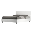 Lit double 160x190 design moderne blanc avec sommier et tête de lit Demas Vente