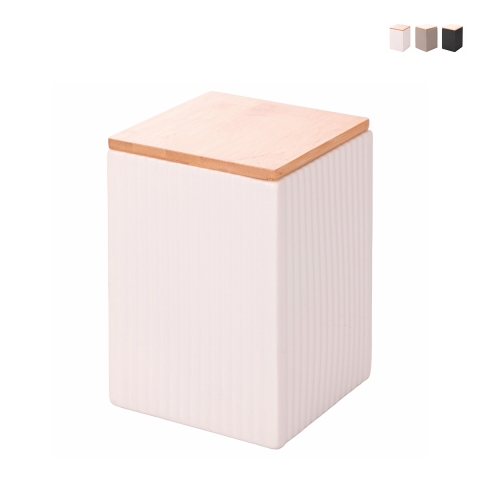 Grand pot de cuisine 10x10x14,5 cm en grès avec couvercle 1080 ml Modern Promotion