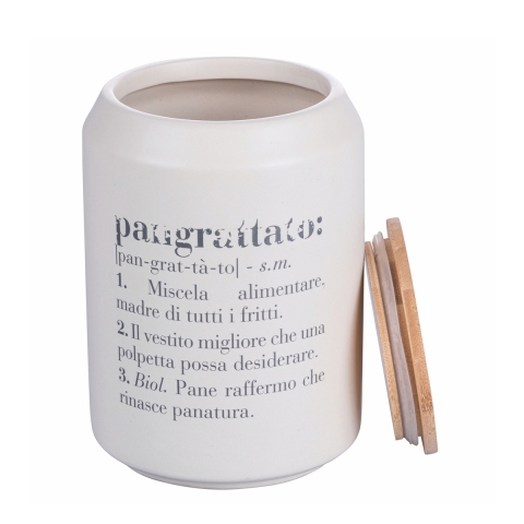 Pot en grès 12,5x18 pour chapelure couvercle bambou Victionary Promotion