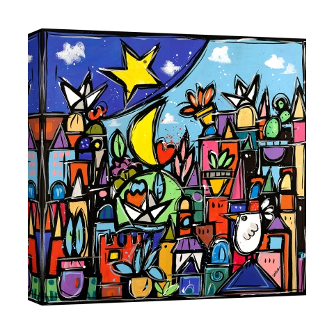 Tableau moderne paysage coloré sur toile Educatissimo Caos Wallas Promotion