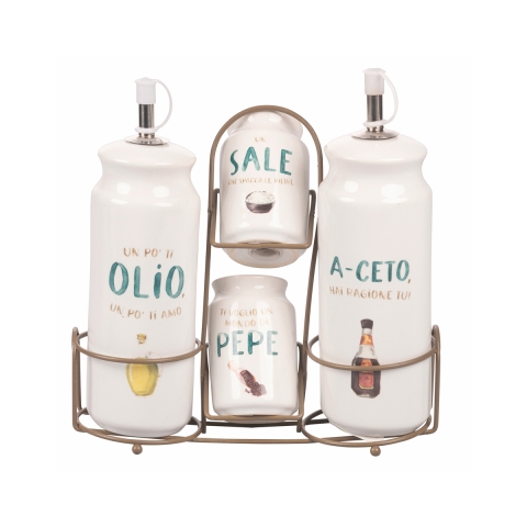 Set de condiments de table huile vinaigre sel poivre épices Le Travisate Promotion