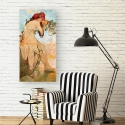 Impression sur toile canvas femme avec motifs floraux Été Alphonse Mucha Remises
