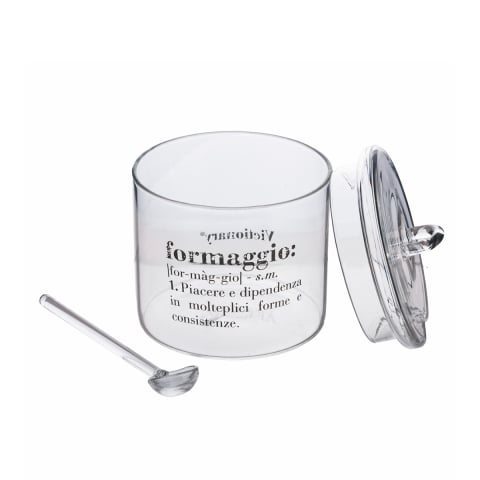 Présentoir à fromage avec couvercle et cuillère en verre transparent Victionary Promotion