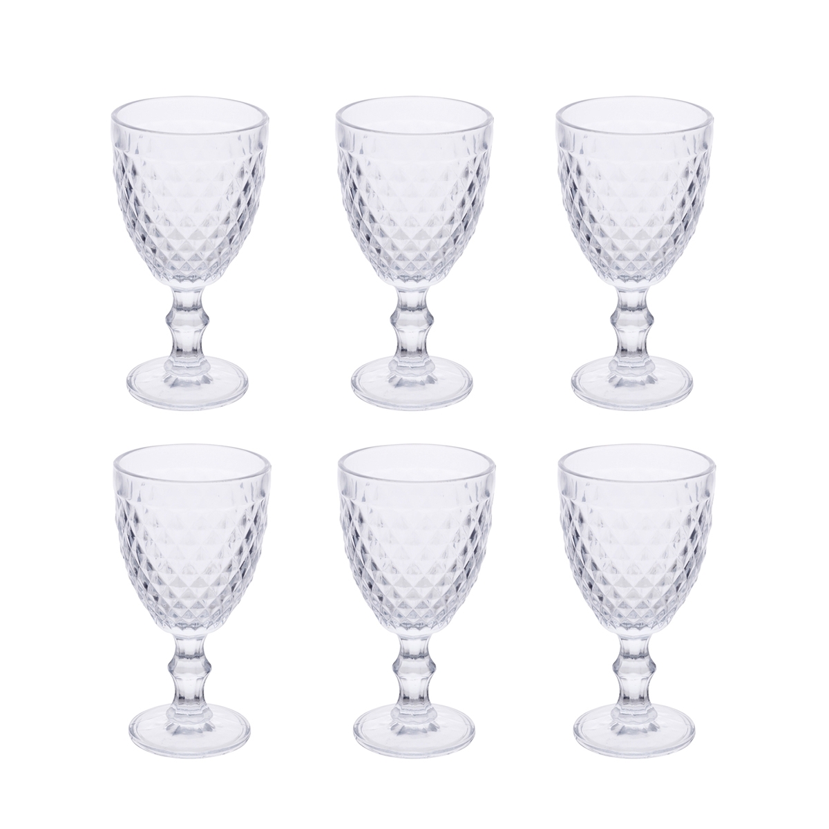 Set van 6 transparante glazen wijnglazen in klassiek design Madame Aanbieding Set van 6 transparante glazen wijnglazen in klassiek design Madame Aanbieding
