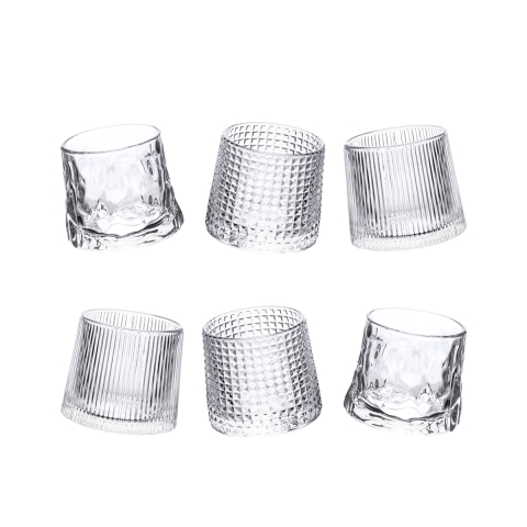 Ensemble de 6 verres à liqueur basculants en verre rétro décoré Vintage Promotion