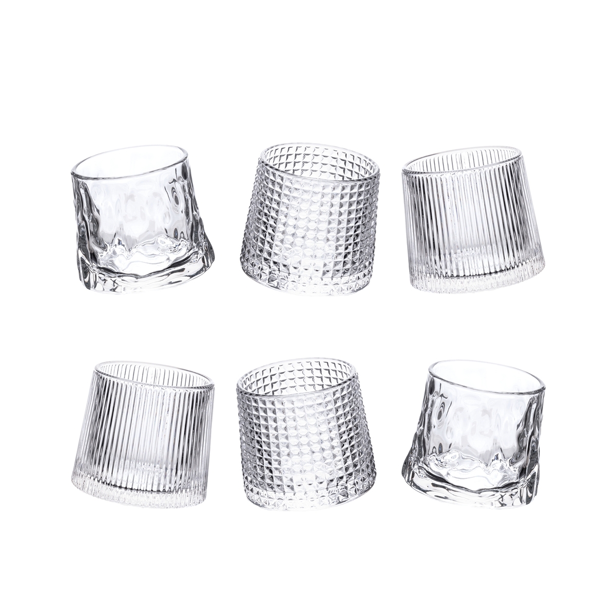 Set van 6 wiebelende glazen voor likeur met retro vintage decoratie Aanbieding