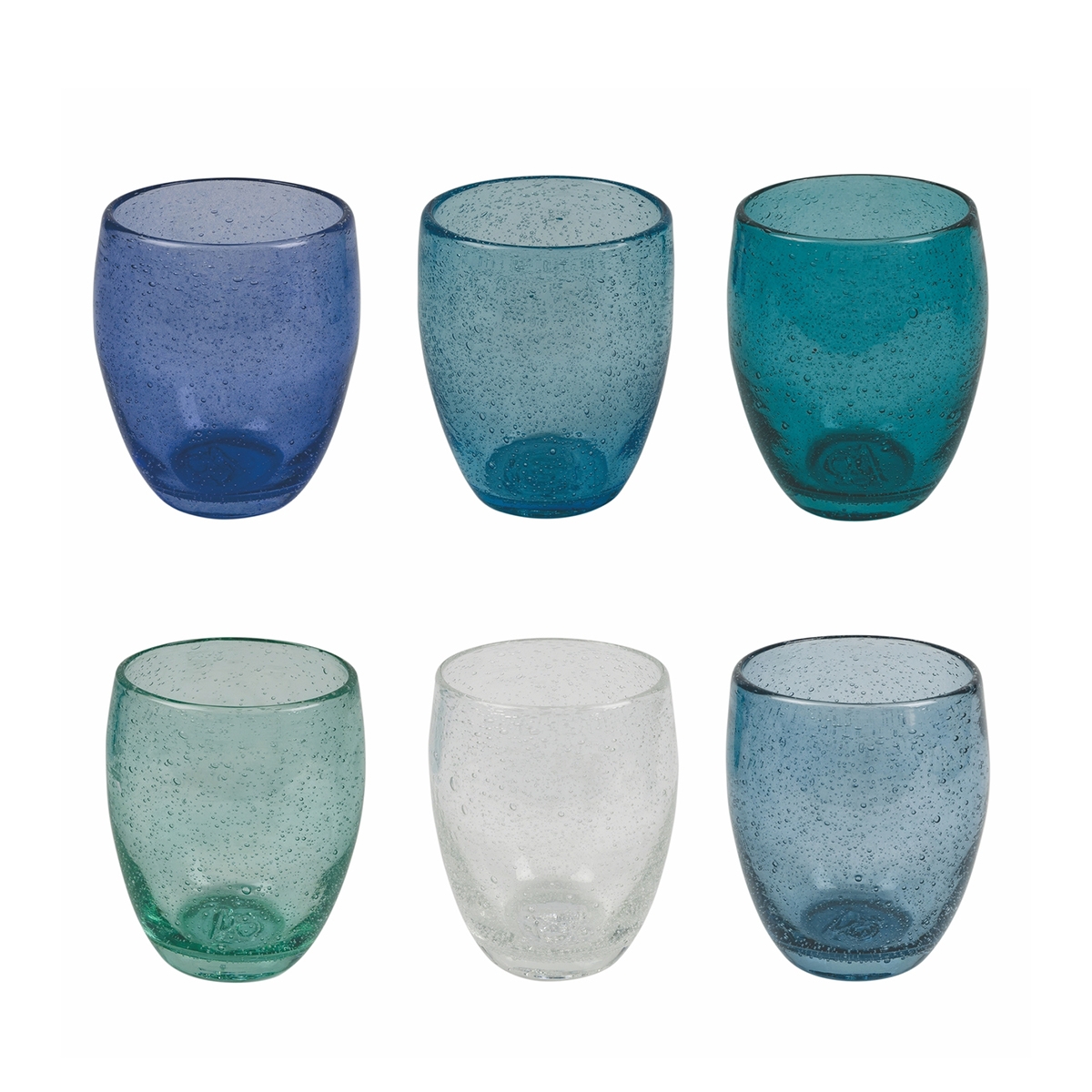 Ensemble de 6 verres à eau bleus en verre soufflé Acapulco Ocean Promotion Ensemble de 6 verres à eau bleus en verre soufflé Acapulco Ocean Promotion