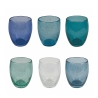 Set van 6 blauwe glazen voor water, mondgeblazen, Acapulco Ocean Aanbieding